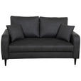 2-SITZER-SOFA in Lederlook Grau - Schwarz/Grau, KONVENTIONELL, Holz/Textil (164/96/86cm) - Carryhome
