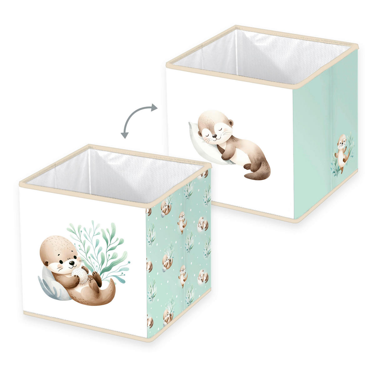 AUFBEWAHRUNGSBOX     - Weiß/Mintgrün, Basics, Textil (30/30/30cm) - baby best