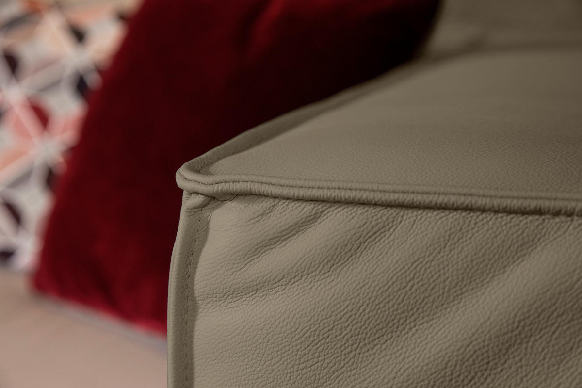 ECKSOFA in Echtleder Braun, Grau  - Schwarz/Braun, Modern, Leder/Kunststoff (164/300cm) - W.Schillig