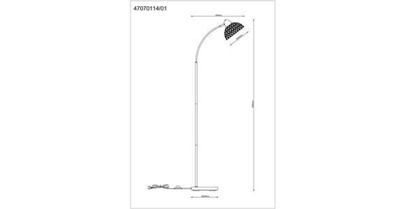 STEHLEUCHTE 55/24/155 cm - Schwarz, Trend, Papier/Metall (55/24/155cm) - Novel