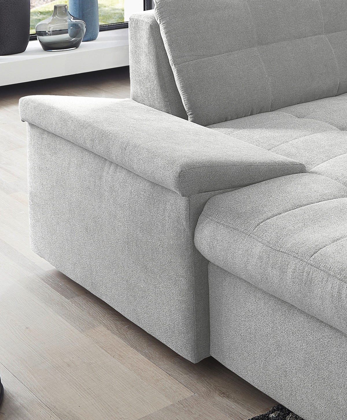 WOHNLANDSCHAFT Silberfarben Mikrofaser  - Chromfarben/Silberfarben, Design, Kunststoff/Textil (169/330/212cm) - Livetastic