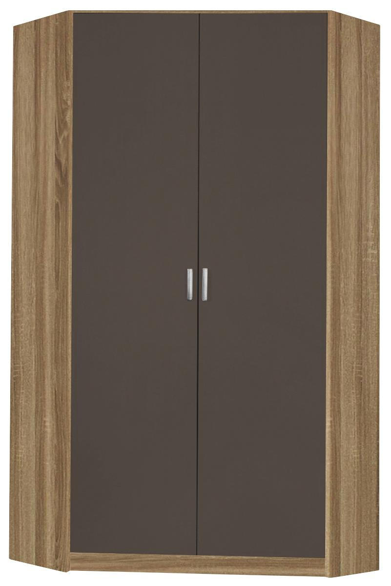 Begehbarer Eckschrank in Grau, Eichefarben