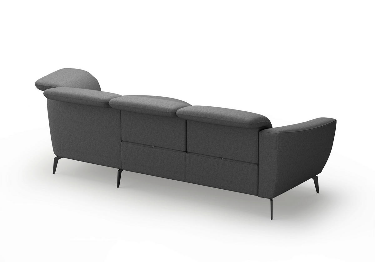 ECKSOFA ZOE E Dunkelgrau Flachgewebe  - Dunkelgrau/Schwarz, KONVENTIONELL, Textil/Metall (309/199cm) - Sit & More