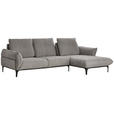 ECKSOFA in Flachgewebe Grau  - Schwarz/Grau, Natur, Textil (277/182cm) - Valnatura