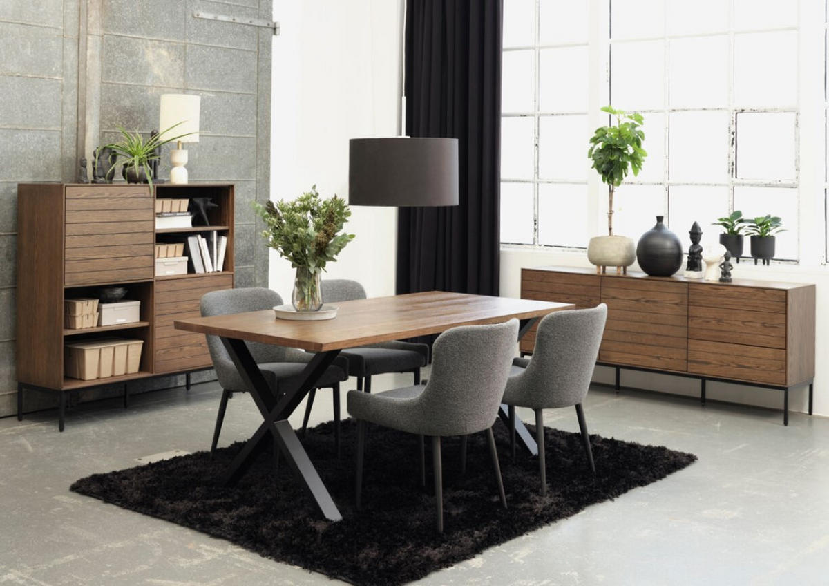 STOL MED ARMSTÖD bouclé  - mörkgrå/svart, Design, metall/textil (52/82/60cm) - Best Price