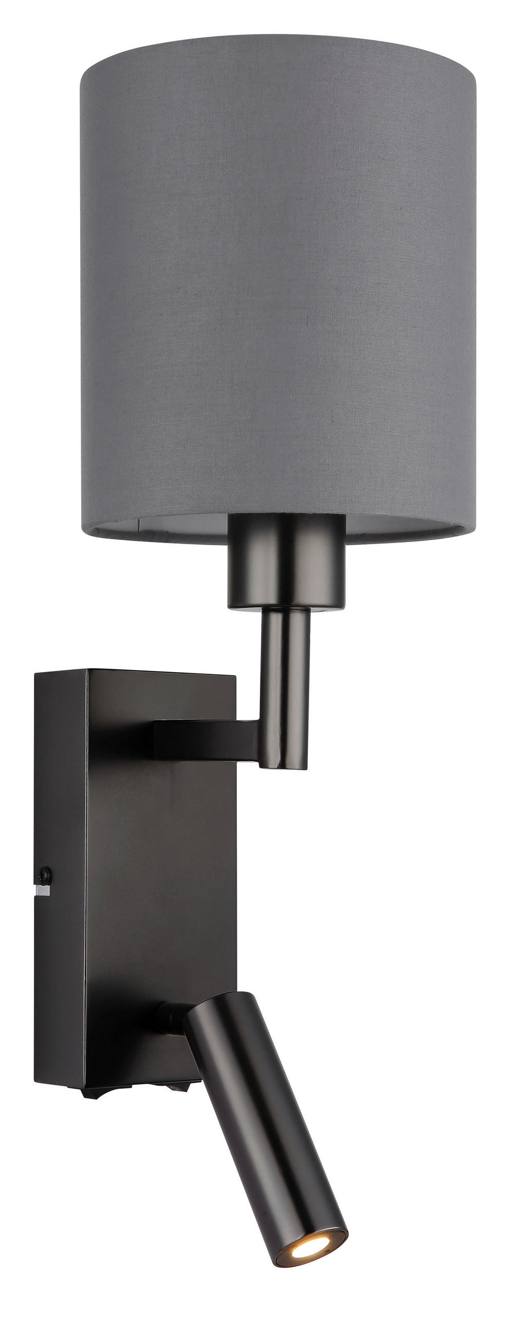 LED-WANDLEUCHTE 15/45,5 cm   - Schwarzchrom/Grau, KONVENTIONELL, Textil/Metall (15/45,5cm) - Globo