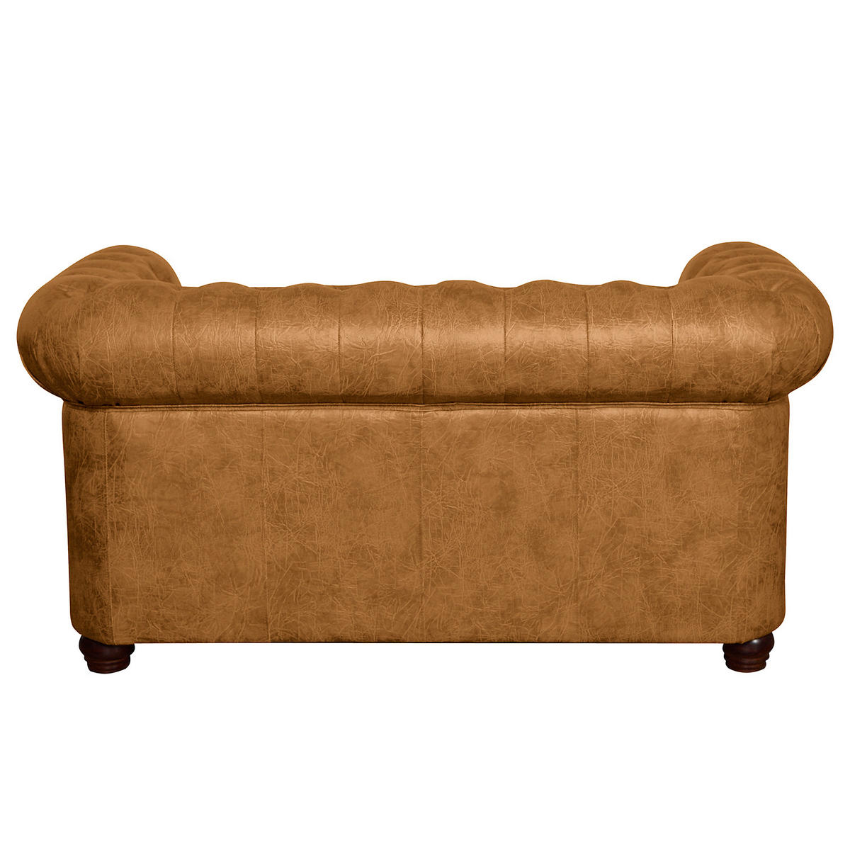 2-SITZER-SOFA YORK Lederlook Cognac  - Cognac/Braun, Design, Holz/Textil (148/72/86cm) - P & B