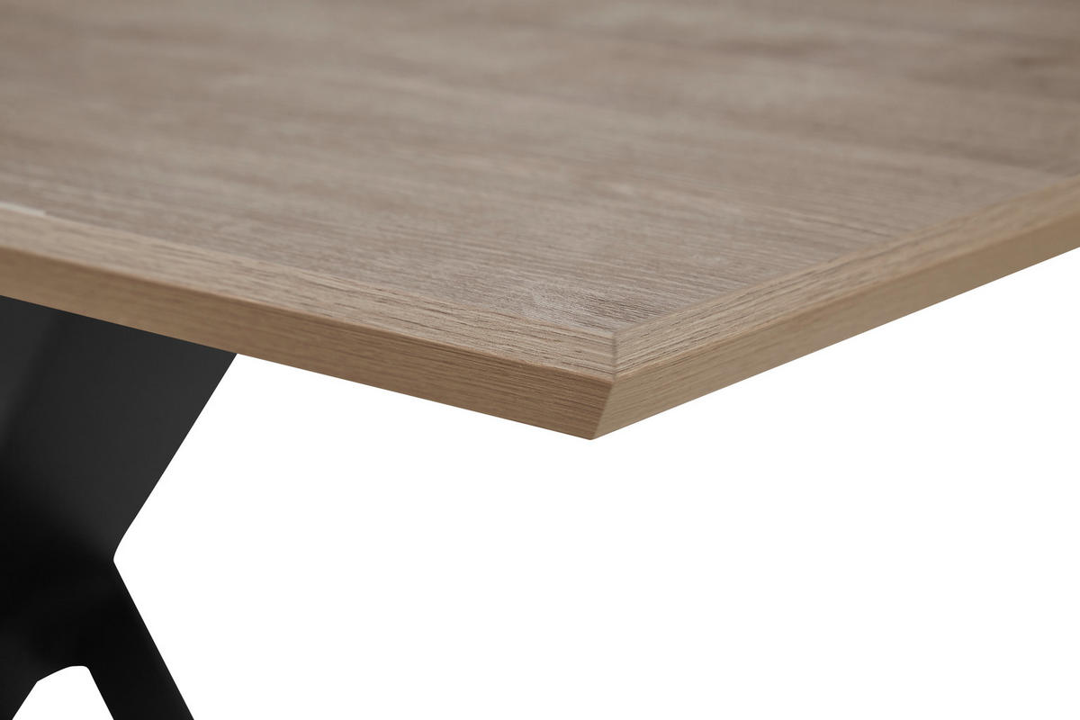 JEDILNA MIZA, črna, barve hrasta  - črna/barve hrasta, Moderno, kovina/leseni material (160/76/90cm) - Ti'me