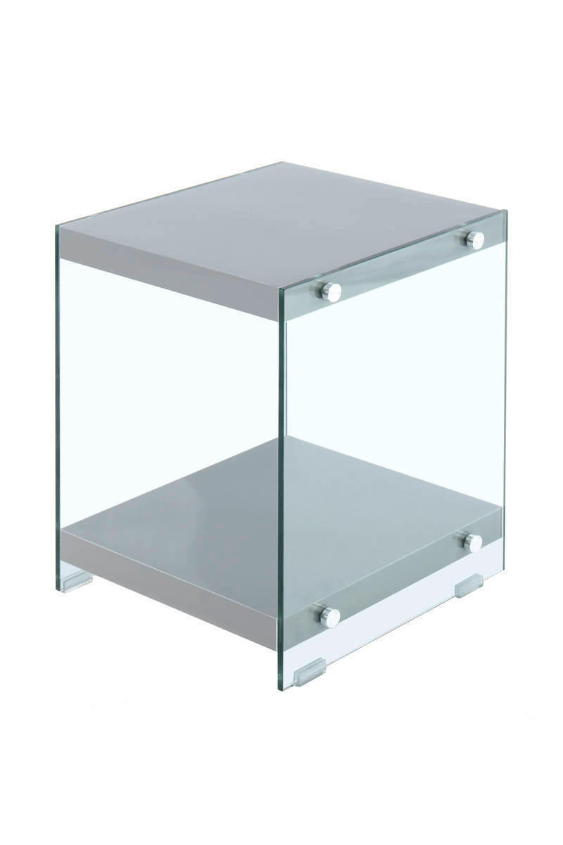 BEISTELLTISCH 35/35/45 cm Grau quadratisch  - Klar/Grau, Basics, Glas/Holzwerkstoff (35/35/45cm) - Kayoom