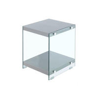 BEISTELLTISCH in Glas, Holzwerkstoff 35/35/45 cm  - Klar/Grau, Basics, Glas/Holzwerkstoff (35/35/45cm) - Kayoom