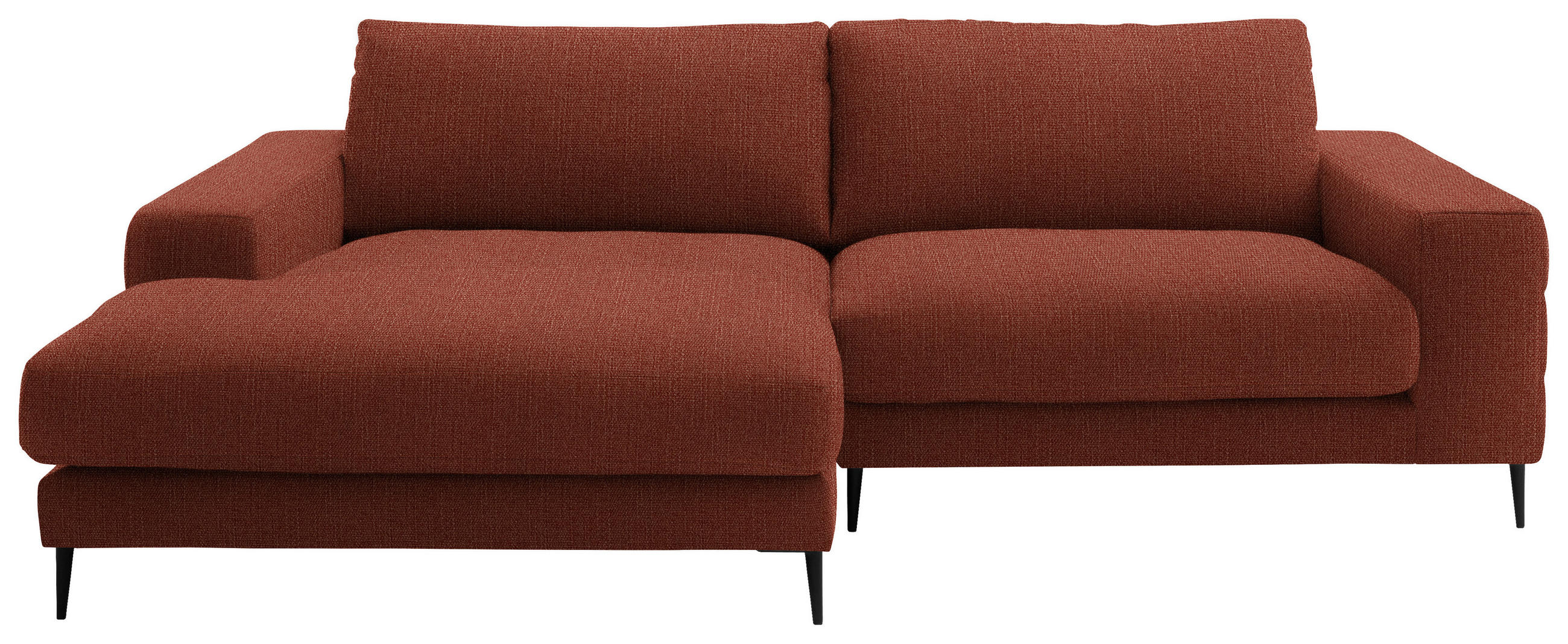 ECKSOFA in Flachgewebe Rostfarben  - Rostfarben/Schwarz, Design, Textil/Metall (177/253cm) - Dieter Knoll