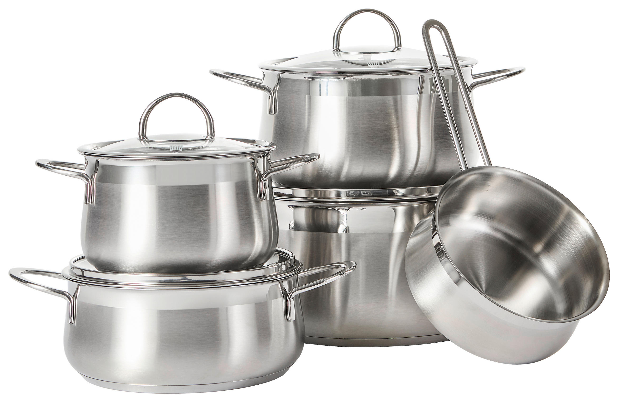 KOCHTOPFSET Leipzig 5-teilig  - Klar/Edelstahlfarben, Basics, Glas/Metall - Chefkoch+Fackelmann