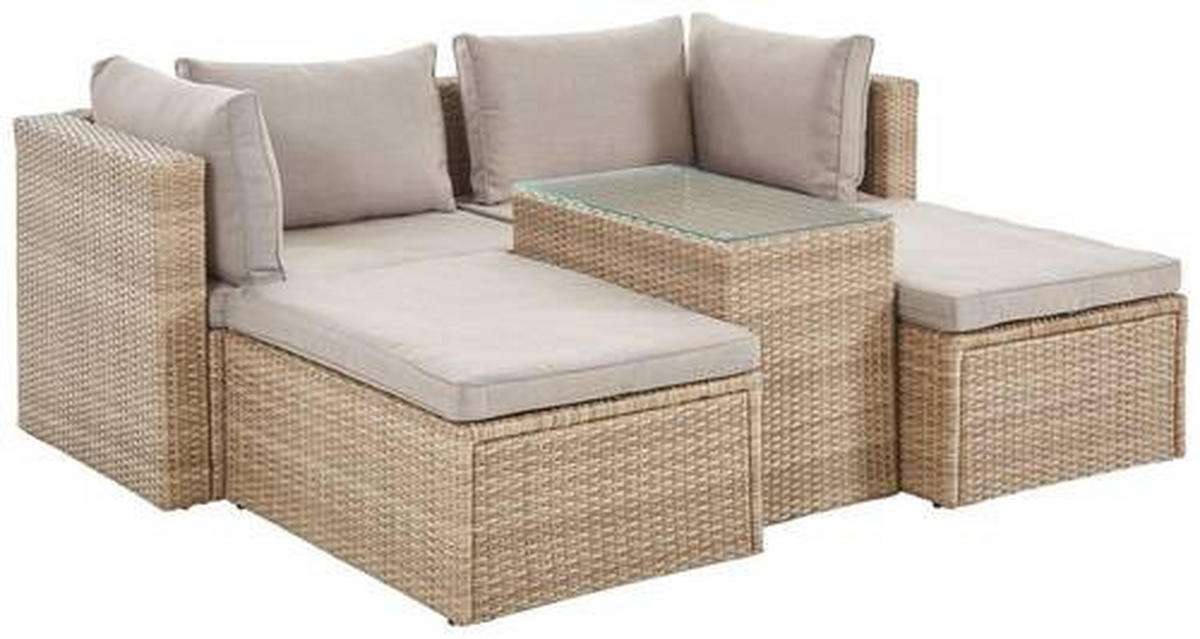 LOUNGEGARNITUR  - Braun/Grau, MODERN, Glas/Kunststoff - Ambia Garden