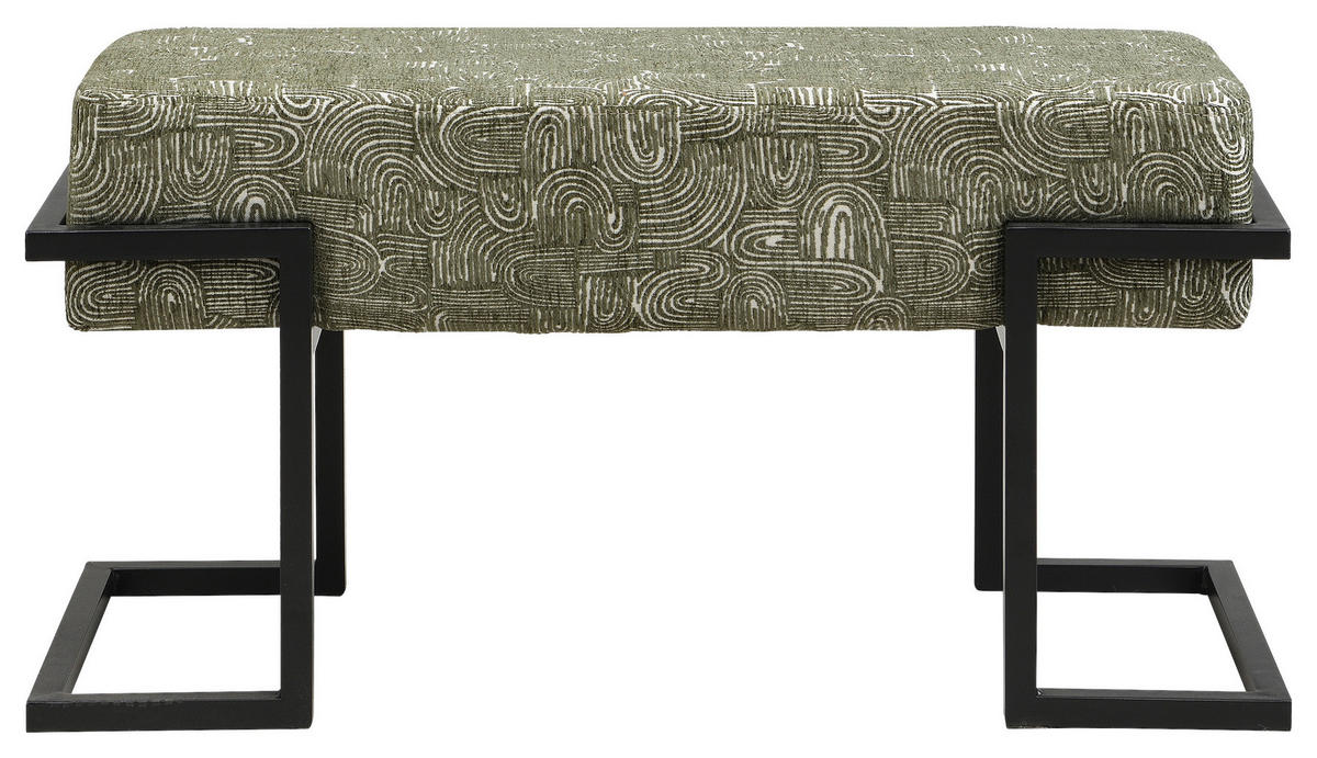SITZBANK 80/42/33 cm Webstoff Grün, Schwarz  - Schwarz/Grün, Design, Textil/Metall (80/42/33cm) - Novel