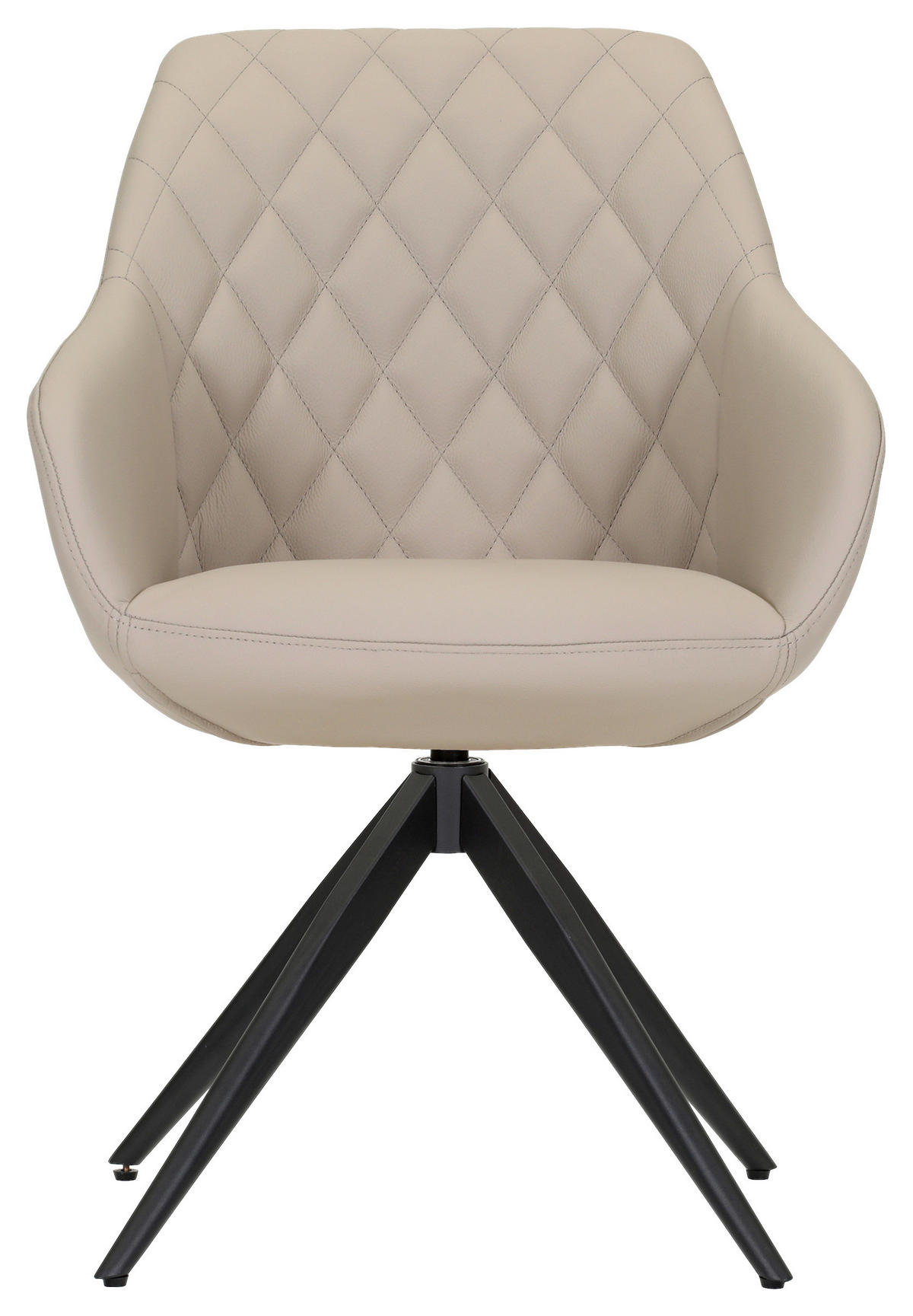 ARMLEHNSTUHL  Typenauswahl, Sitzfläche 360° drehbar, automatische Rückholfunktion  Echtleder  - Beige/Schwarz, Design, Leder/Metall (60/83/65cm) - Landscape