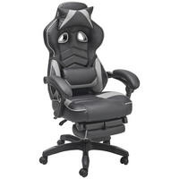 SCAUN DE GAMING  in imitație piele, microfibră gri, negru  - negru/gri, Lifestyle, plastic/lemn (68,5/116-124/65cm) - Livetastic