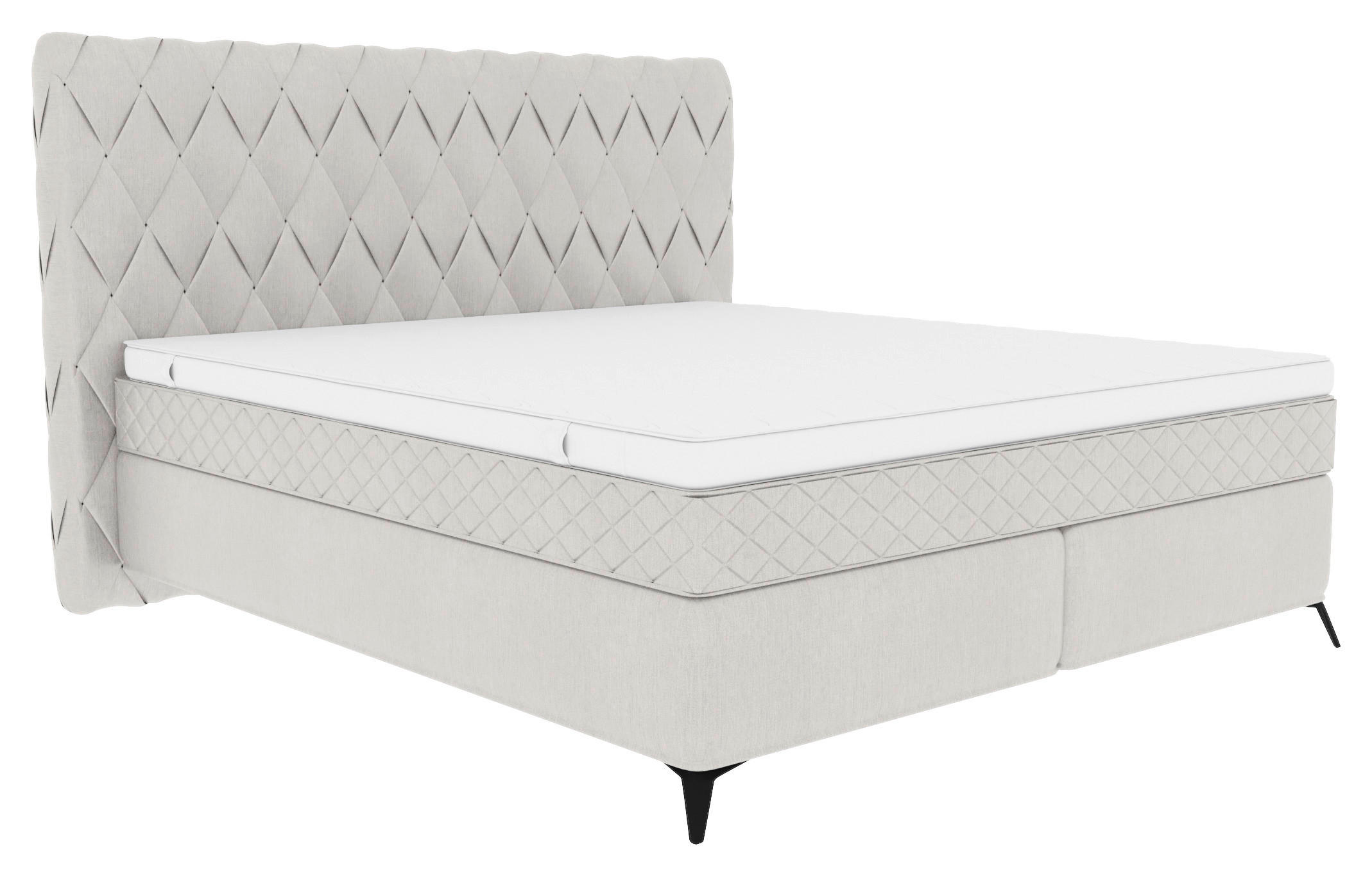 BOXSPRINGBETT 180/200 cm  in Hellgrau  - Hellgrau/Schwarz, Design, Textil/Metall (180/200cm) - Boxxx