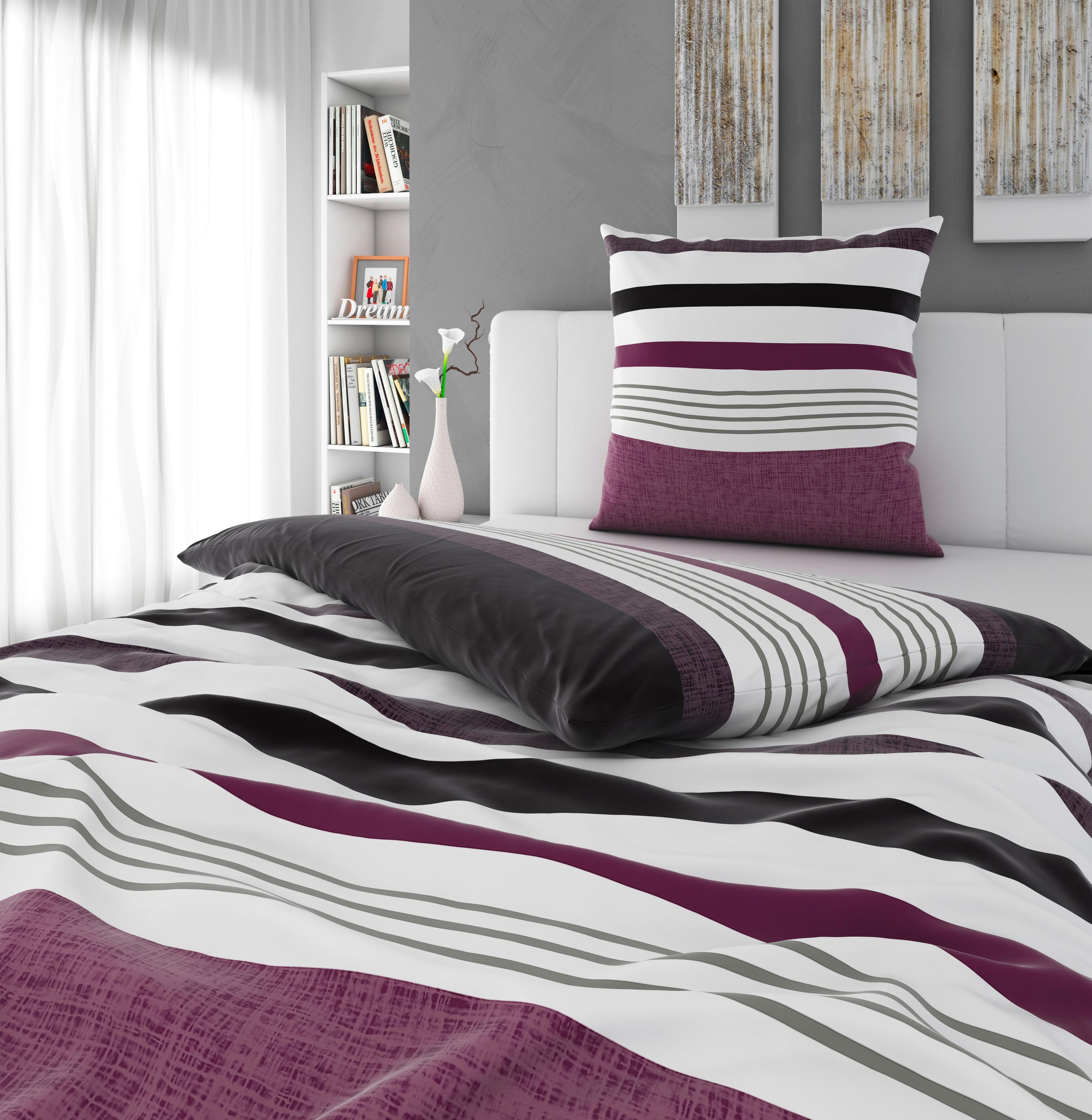 BETTWÄSCHE 135/200 cm Satin  - Mauve, Textil (135/200cm) - Novel
