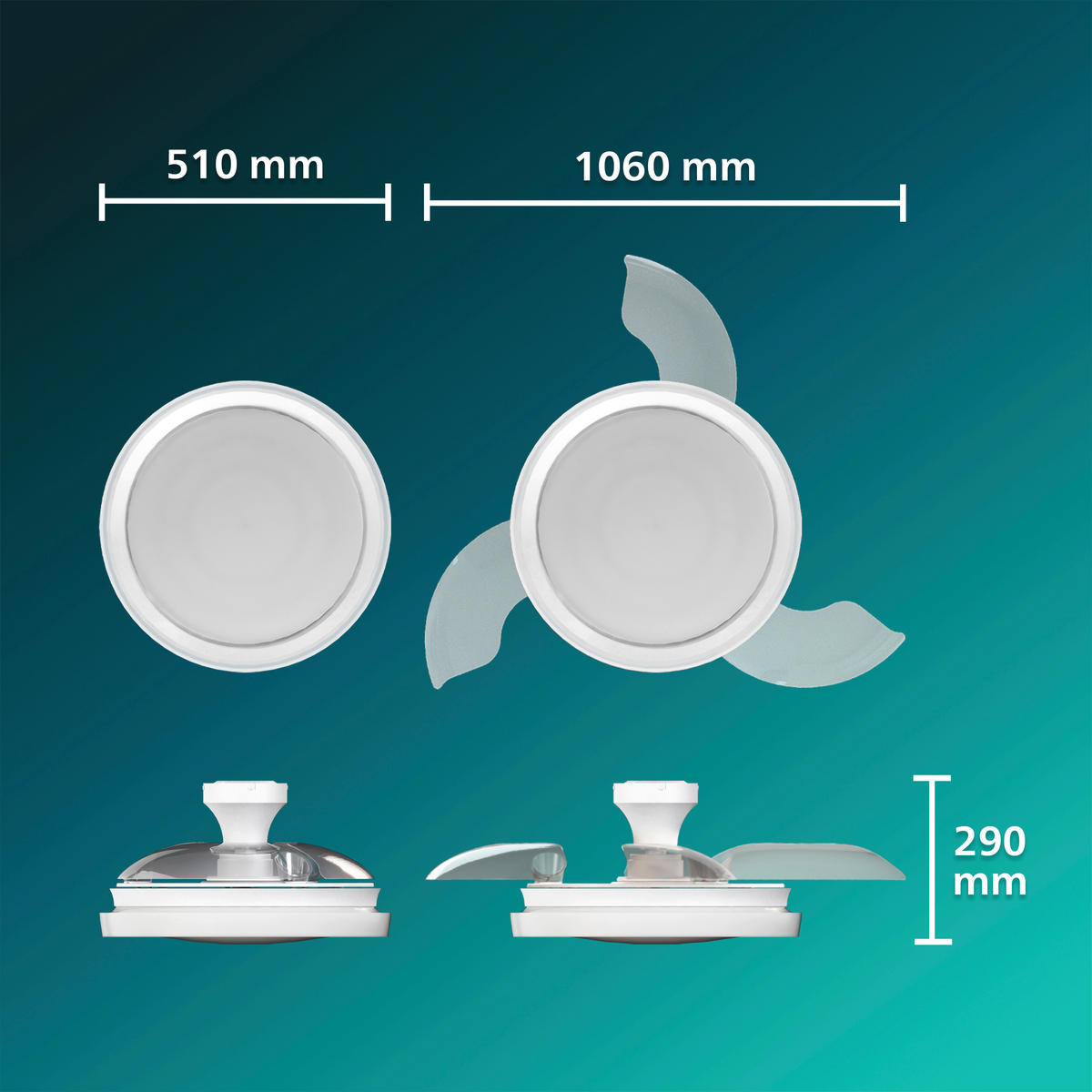 Deckenleuchte mit Ventilator 106/29/106 cm  - Weiß, Basics, Kunststoff (106/29/106cm) - Philips