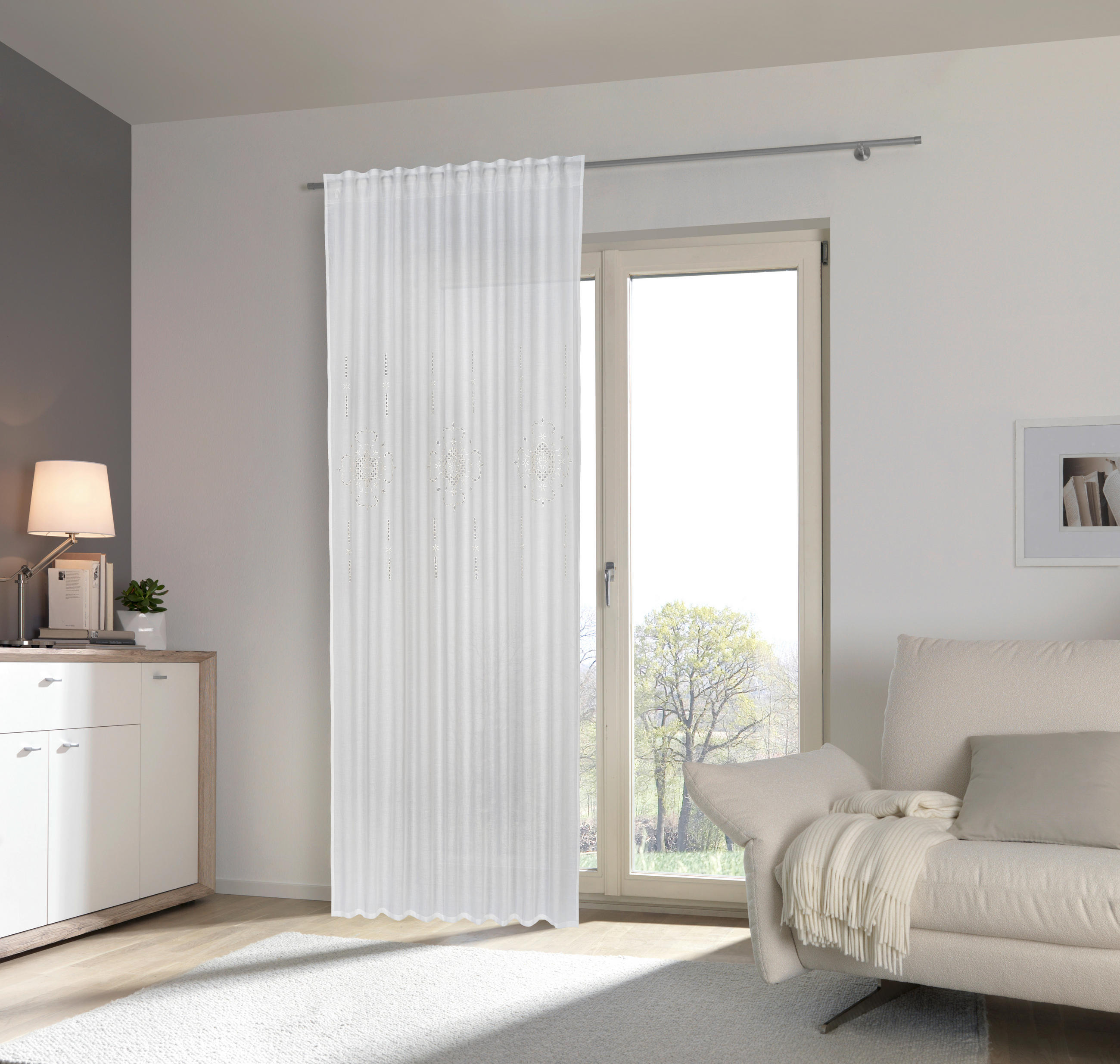 FERTIGVORHANG halbtransparent  - Weiß, Trend, Textil (135/255cm) - Esposa