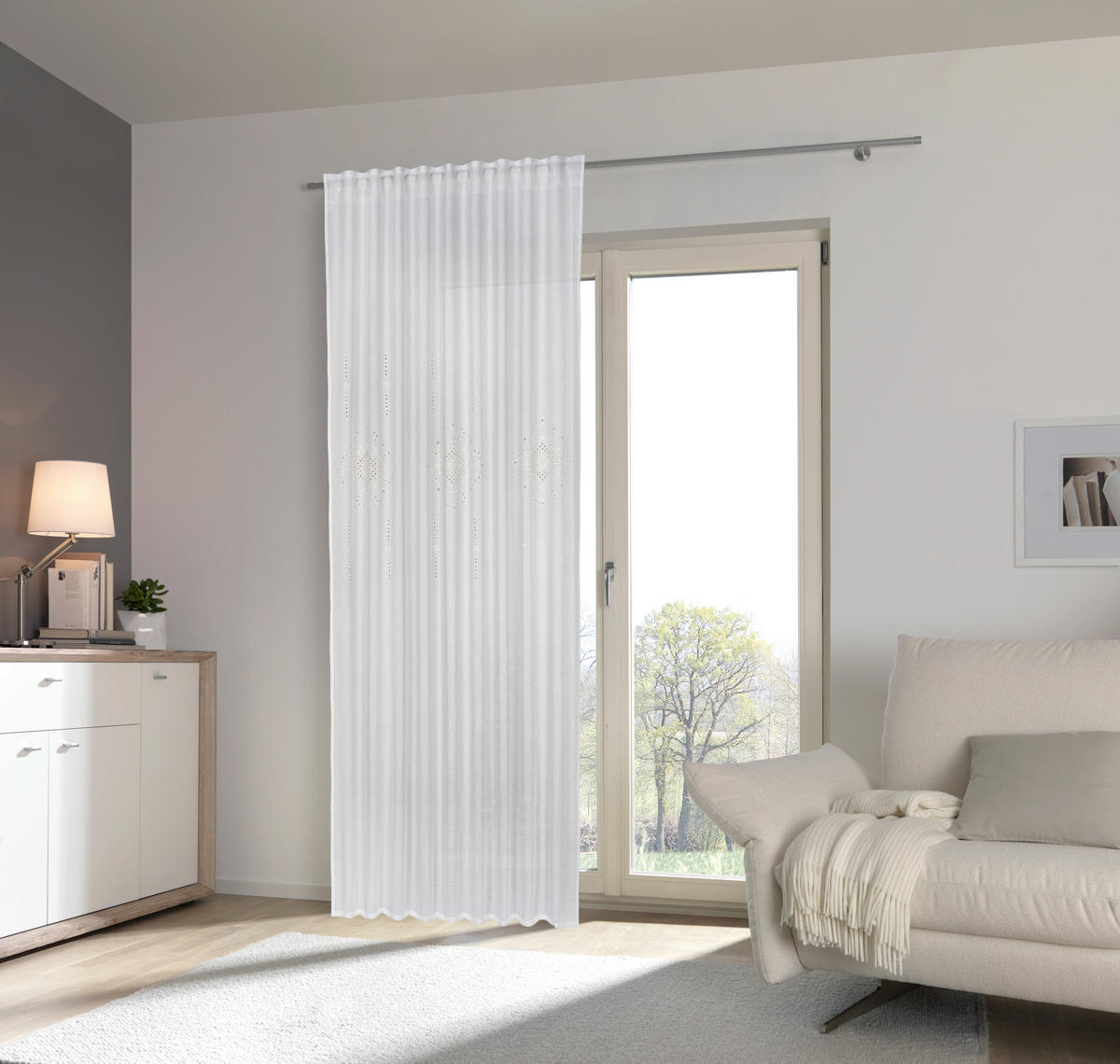 FERTIGVORHANG halbtransparent  - Weiß, Trend, Textil (135/255cm) - Esposa