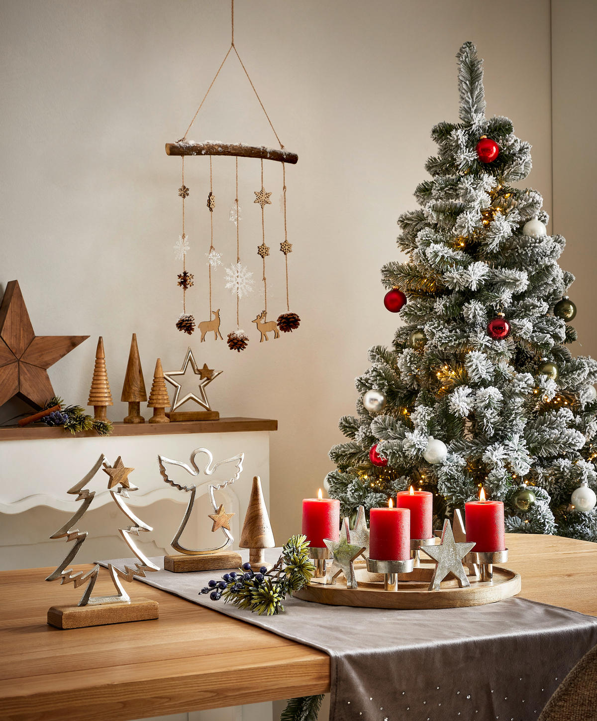 DEKOENGEL  - Silberfarben/Braun, LIFESTYLE, Holz/Metall (15/21/5cm) - X-Mas