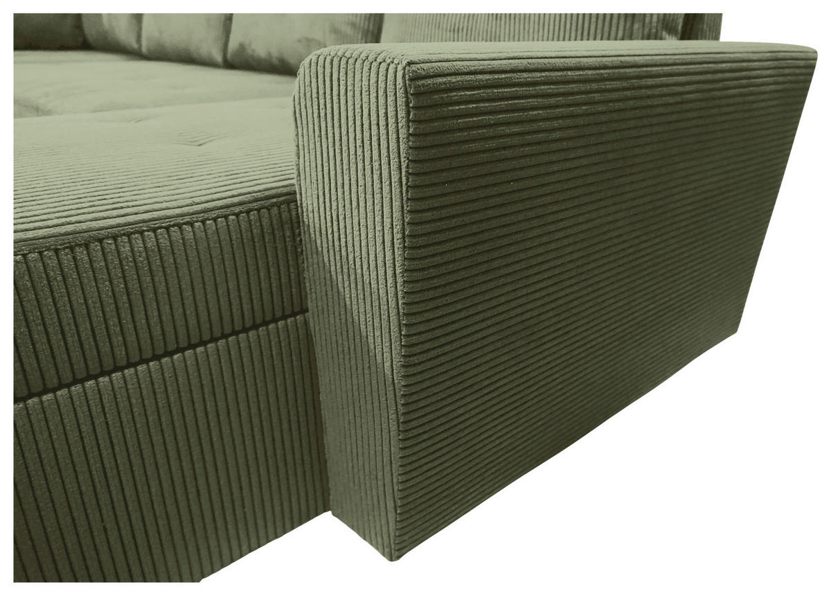 WOHNLANDSCHAFT TERMOLI Mintgrün Cord  - Schwarz/Mintgrün, Design, Kunststoff/Textil (212/297/155cm) - MID.YOU