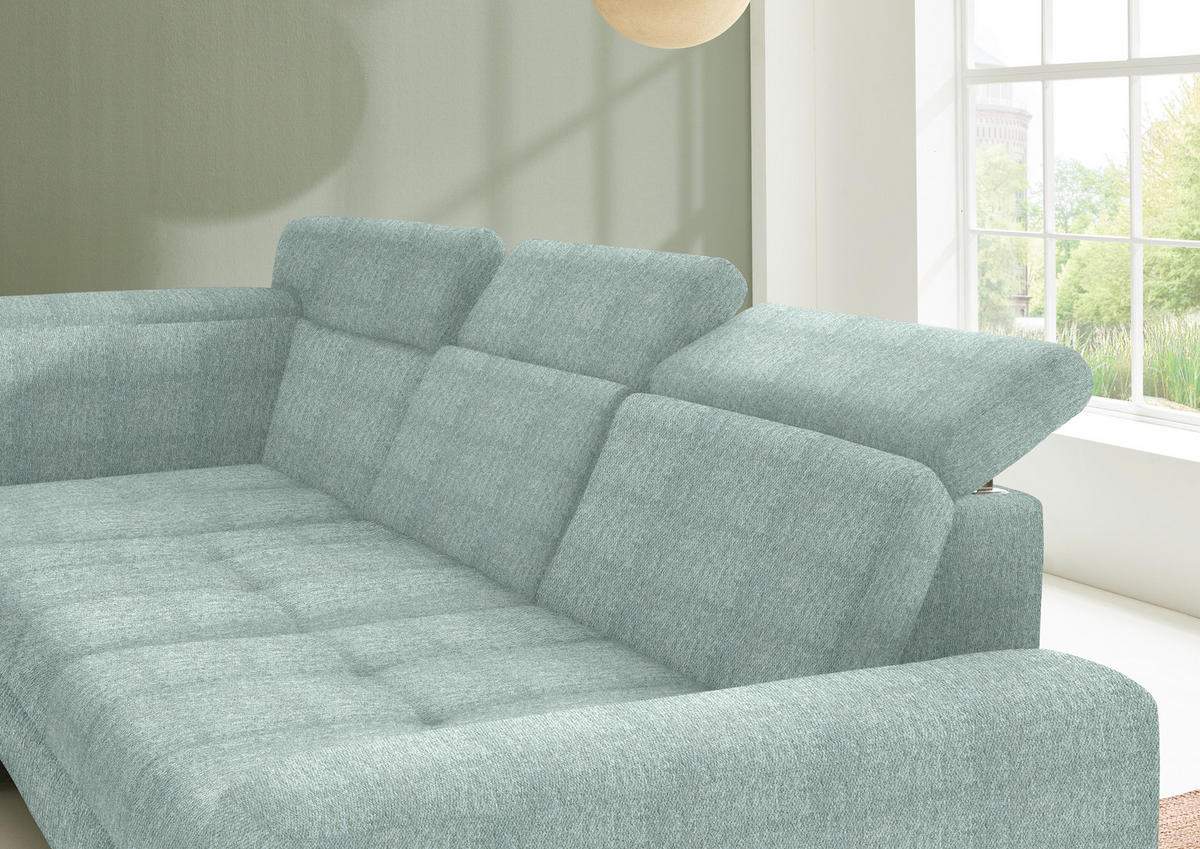 ECKSOFA in Chenille Mintgrün  - Schwarz/Mintgrün, Design, Textil/Metall (220/310cm) - Beldomo Style