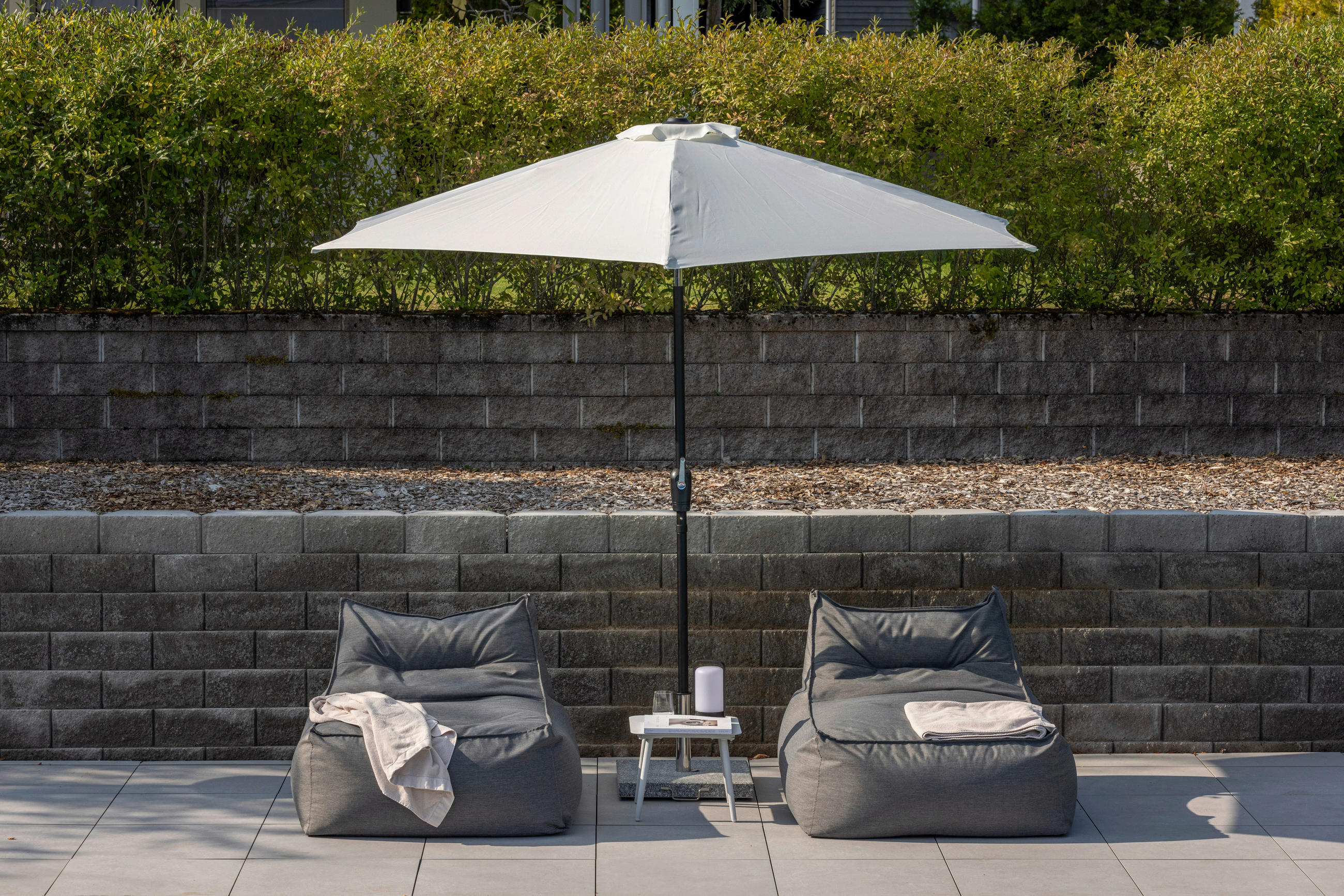 SONNENSCHIRM  300/300 cm  - Ecru/Grau, KONVENTIONELL, Textil/Metall (300/300cm) - Gardenson