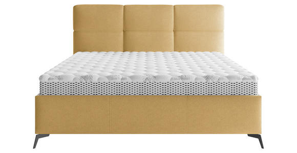 POLSTERBETT gepolstertes Kopfteil, Lattenrost Senfgelb 140/200 cm  - Senfgelb/Schwarz, MODERN, Holz/Textil (140/200cm) - Carryhome
