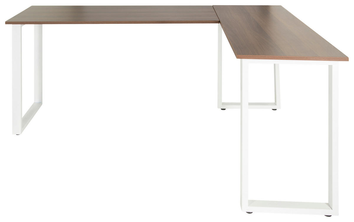 HÖRNSKRIVBORD 165/120/75 cm  in vit, valnötsfärgad  - vit/valnötsfärgad, Basics, metall/trämaterial (165/120/75cm) - MID.YOU