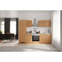 KÜCHENBLOCK 270 cm   in Buchefarben  - Edelstahlfarben/Beige, MODERN, Holzwerkstoff/Kunststoff (270cm) - FlexWell