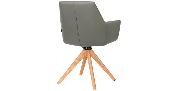 ARMLEHNSTUHL in Echtleder pigmentiert - Eichefarben/Anthrazit, KONVENTIONELL, Leder/Holz (59,5/87,5/63cm) - Novel