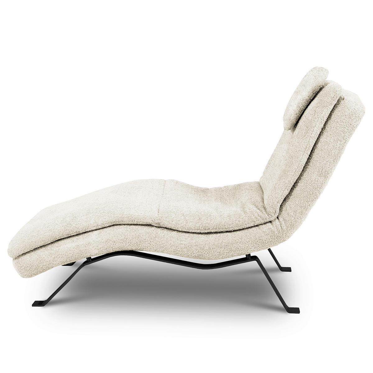 RELAXLIEGE Echtleder Weiß  - Schwarz/Weiß, Design, Leder/Metall (65/95/171cm) - Celina Home