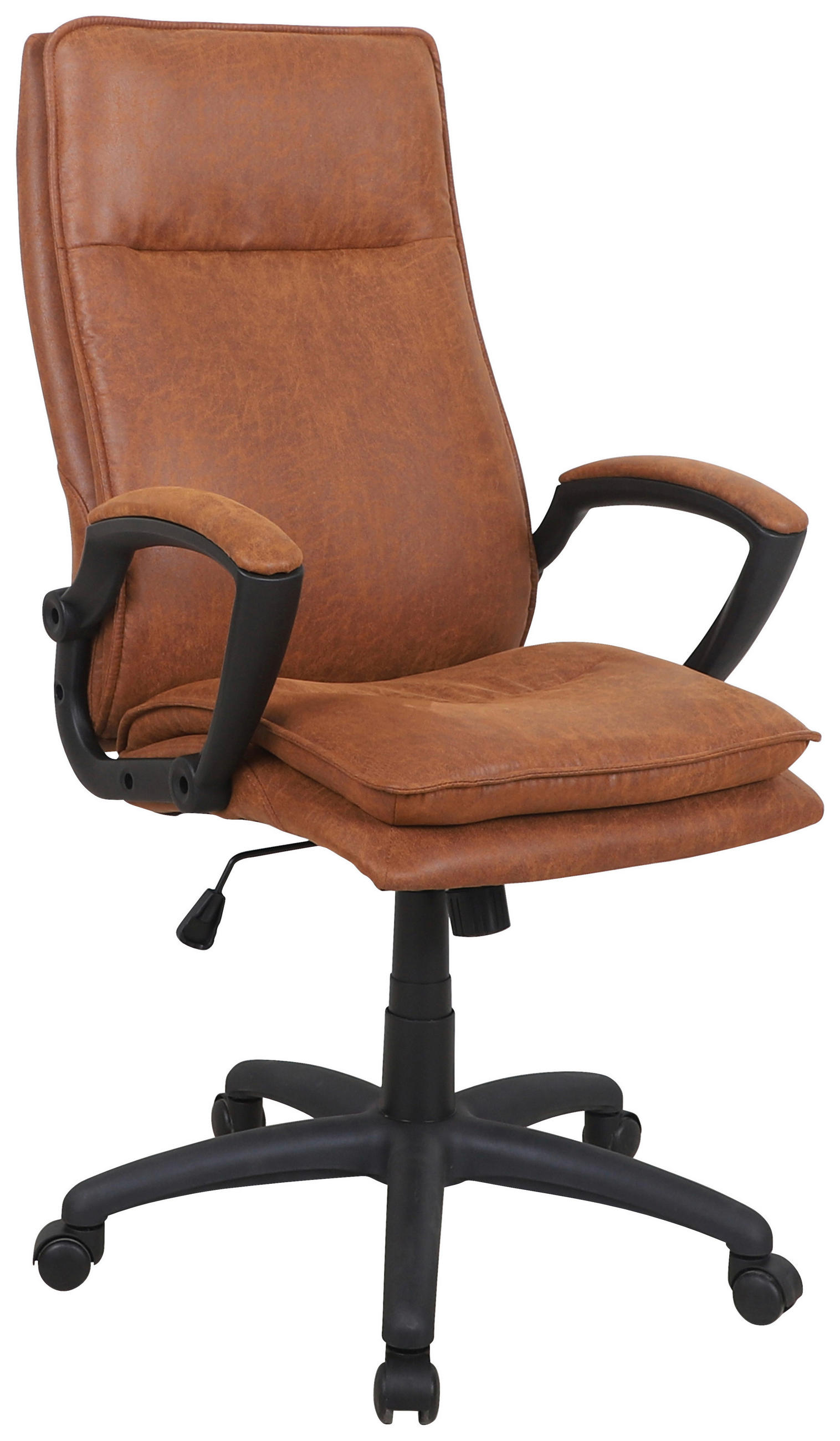 SCAUN DIRECTORIAL  in microfibră maro  - maro/negru, Modern, plastic/textil (61/110-120/70cm) - MID.YOU