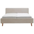 POLSTERBETT 180/200 cm,  in Beige, Bettkasten, Lattenroste, Matratzen, unterschiedliche Matratzenhärtegrade je Bettseite, H2 + H3 = mittel + fest  - Eichefarben/Birkefarben, Design, Holz/Textil (180/200cm) - Xora
