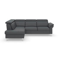 ECKSOFA 194/245 cm ARNGAST E in Echtleder Schwarz Kopfteilverstellung  194/245 cm  - Chromfarben/Schwarz, Basics, Leder/Textil (194/245cm) - Sit & More