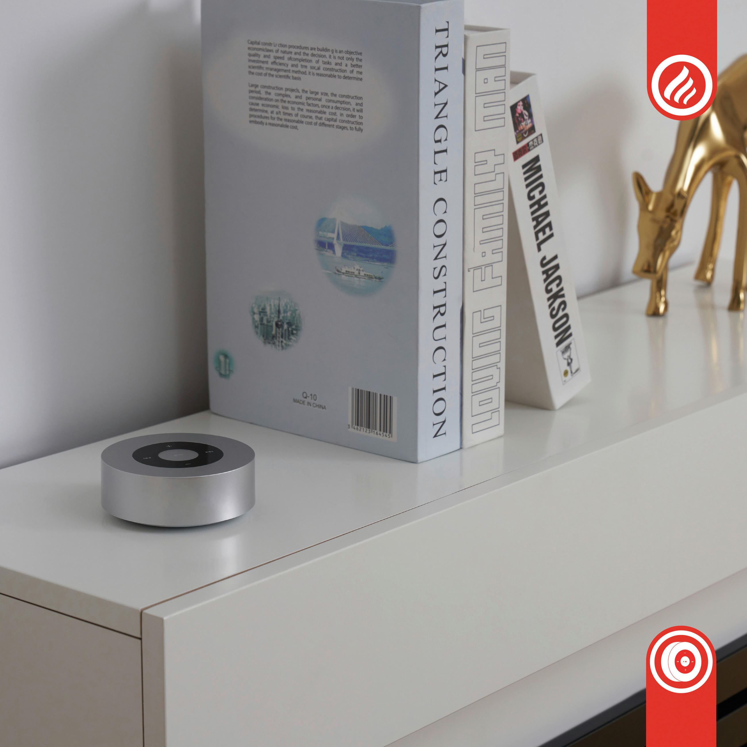 KAMIN-SOUNDBOX - Silberfarben, Basics, Kunststoff (8,5/3,0/8,5cm)