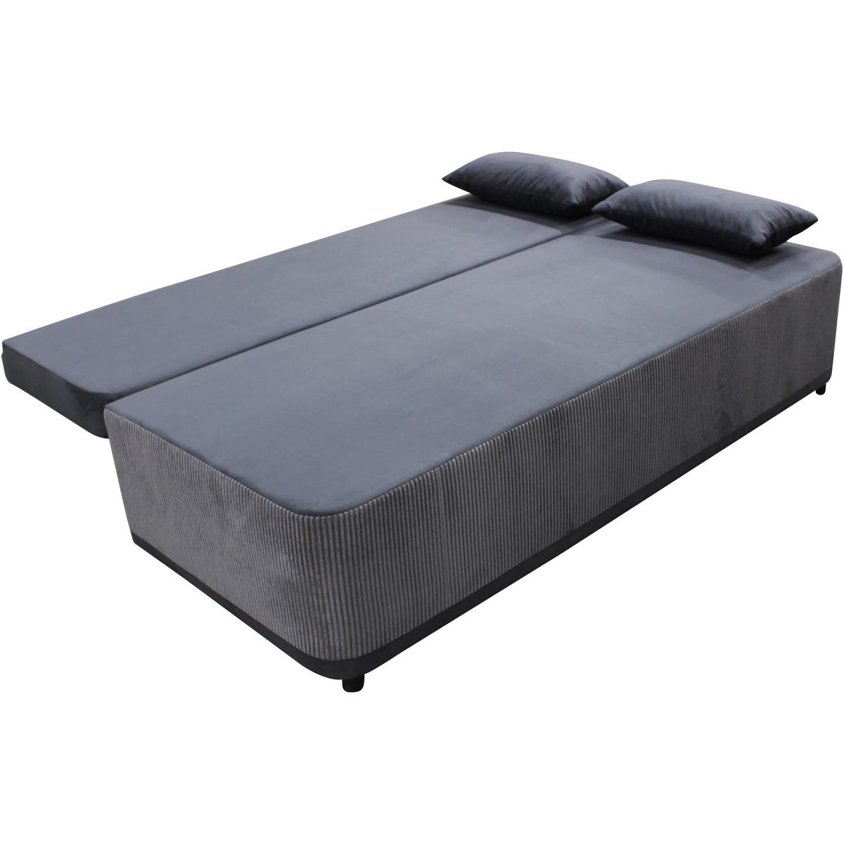 SCHLAFSOFA Velours Grau  - Schwarz/Grau, Design, Kunststoff/Textil (197/90/83cm) - MID.YOU