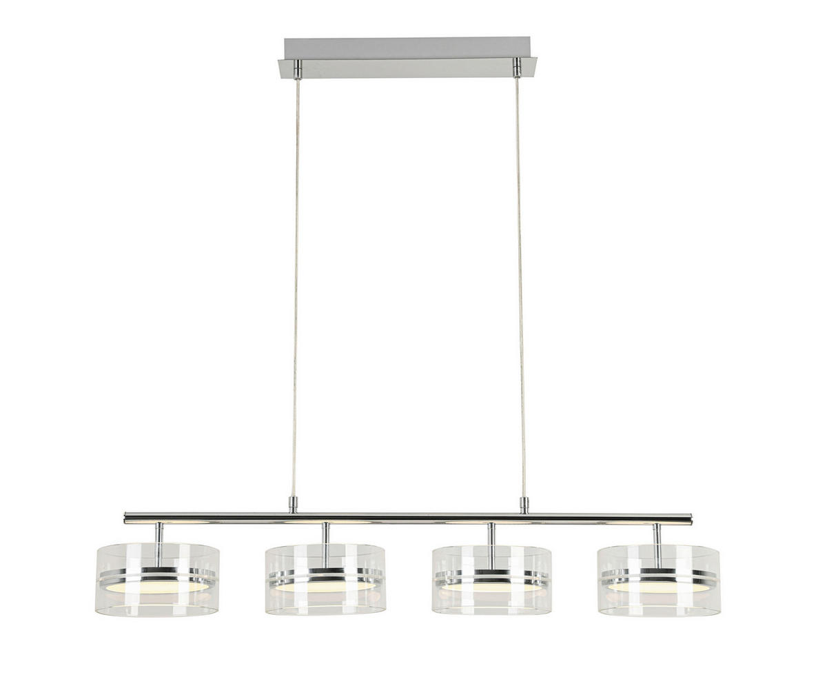 LED FÜGGŐLÁMPA 93/18/120 cm  - krómszínű, Design, műanyag/Üveg (93/18/120cm) - Ambiente