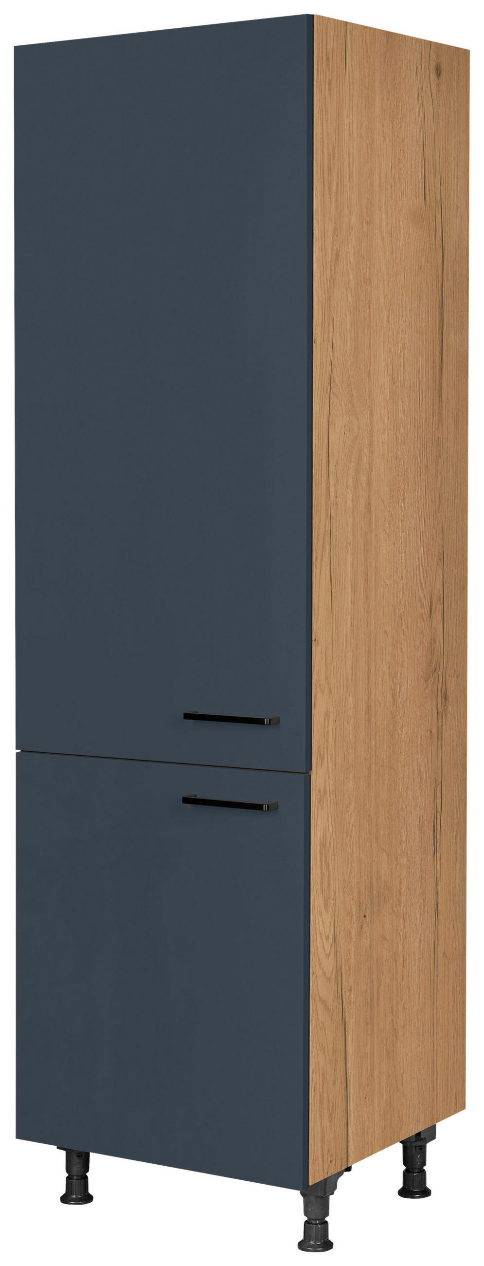 Nobilia Geräteumbauschrank Easytouch Blau, Eiche 60x216.6x58 cm