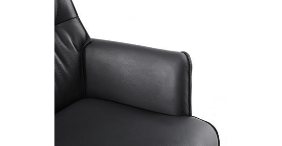 ARMLEHNSTUHL  Wippfunktion, Sitzfläche 360° drehbar, automatische Rückholfunktion  Echtleder  - Schwarz, Design, Leder/Metall (65/92/67,5cm) - Novel