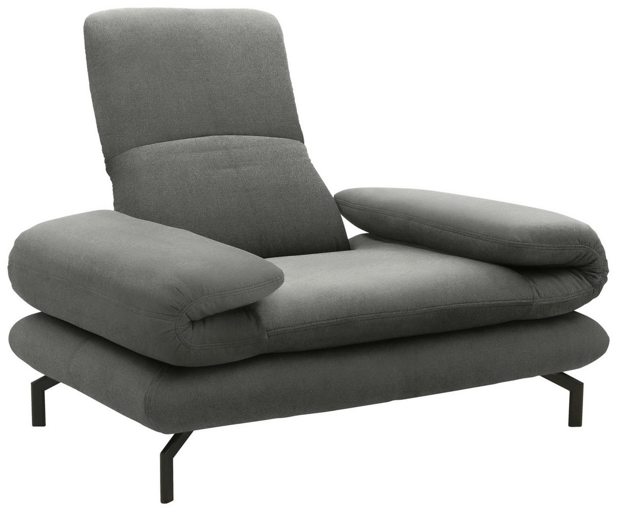 SESSEL mit Funktion in Webstoff Grau  - Schwarz/Grau, Design, Textil/Metall (139 (197)/83 (110)/98cm) - LOOKS by W.Joop