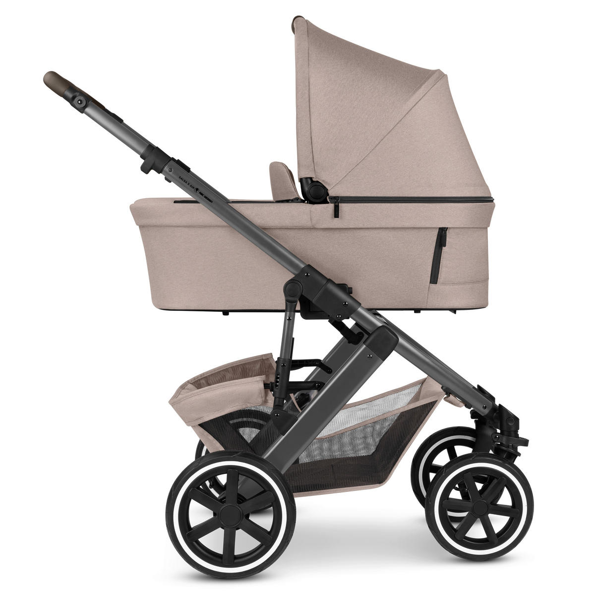KINDERWAGENSET Salsa 5 Air 4in1 Set Calla  - Beigebraun/Schwarz, Basics, Textil/Metall (63/118/95.5cm) - ABC Design