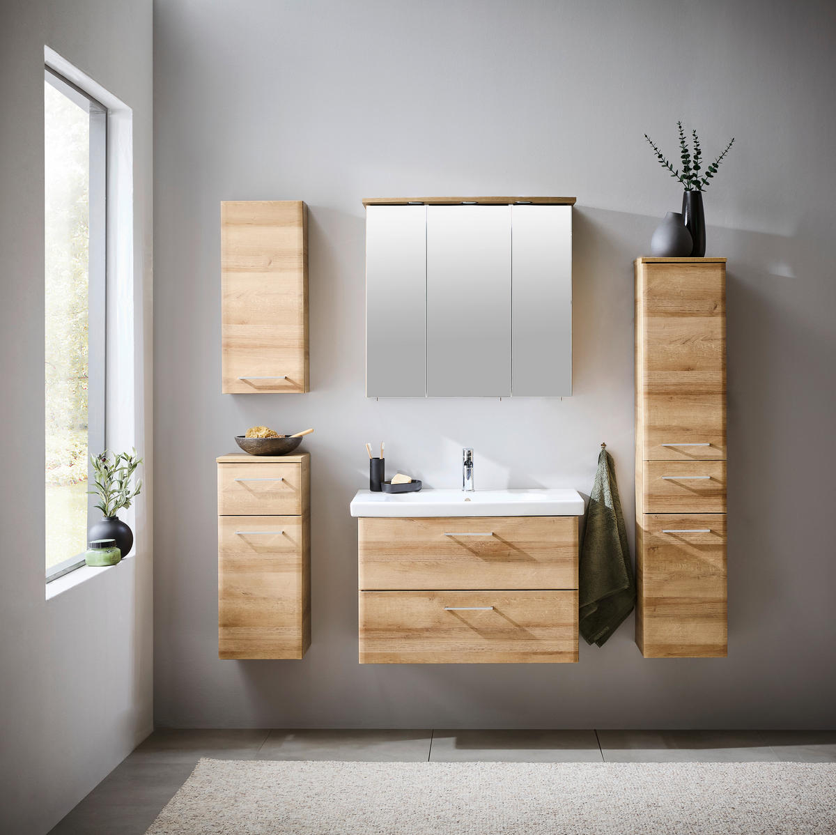 UNTERSCHRANK 30/72/33 cm  - Chromfarben/Eichefarben, Konventionell, Glas/Holzwerkstoff (30/72/33cm) - Xora