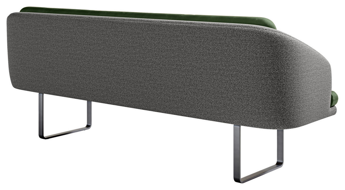 SITZBANK 255/89/68 cm Velours, Flachgewebe Anthrazit, Grün Metall  - Anthrazit/Schwarz, Design, Textil/Metall (255/89/68cm) - Dieter Knoll