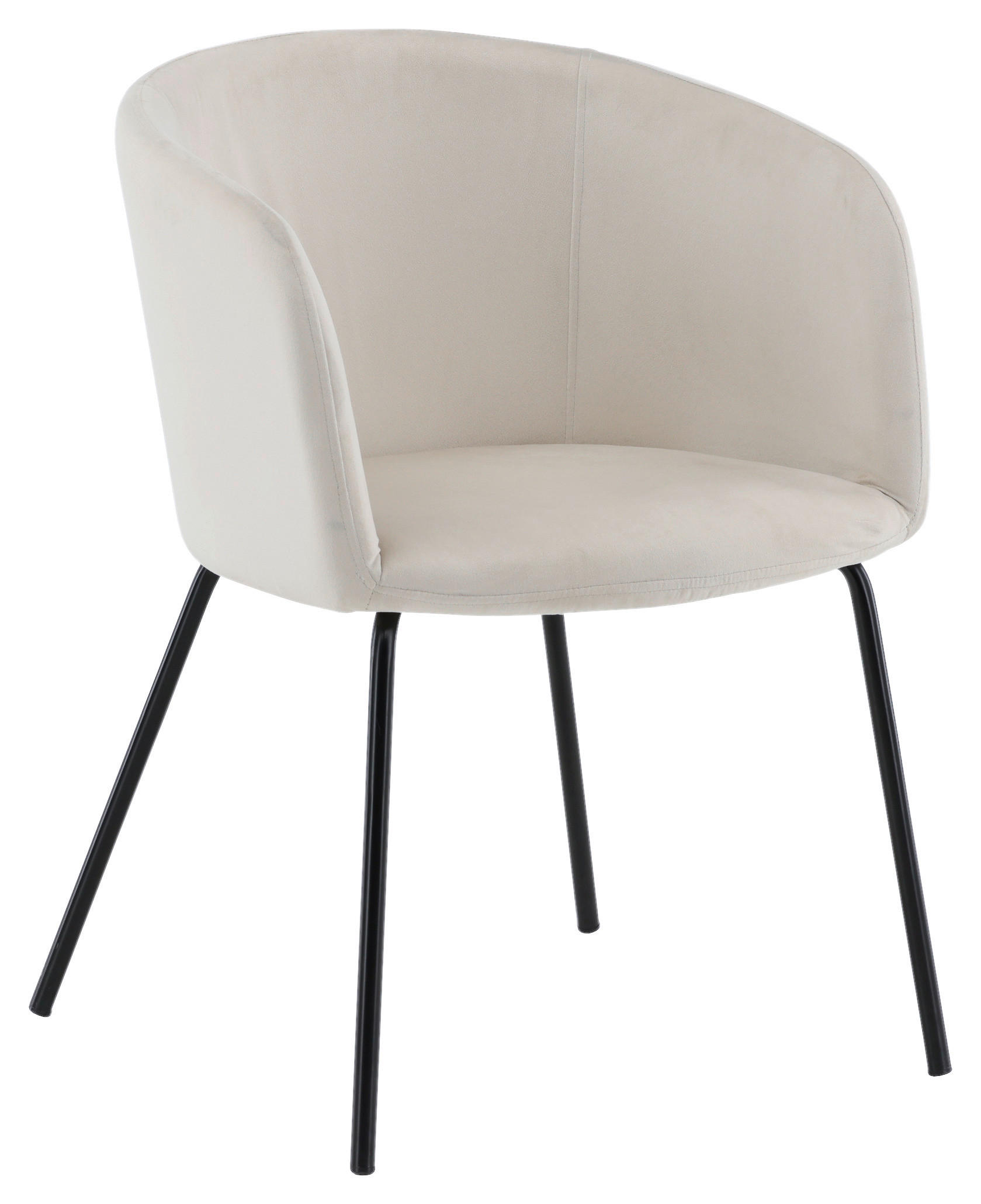 STUHL Samt Schwarz, Weiß, Beige  - Beige/Schwarz, Design, Holz/Textil (55/78/55cm) - Livetastic