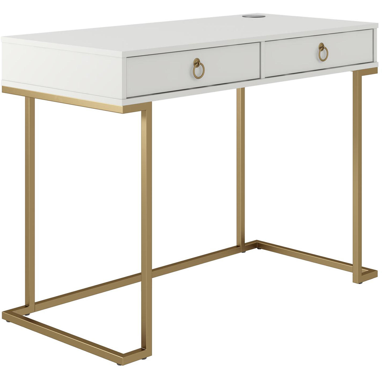 SCHREIBTISCH 106/79/50 cm  in Weiß  - Goldfarben/Weiß, Design, Holzwerkstoff/Metall (106/79/50cm) - MID.YOU