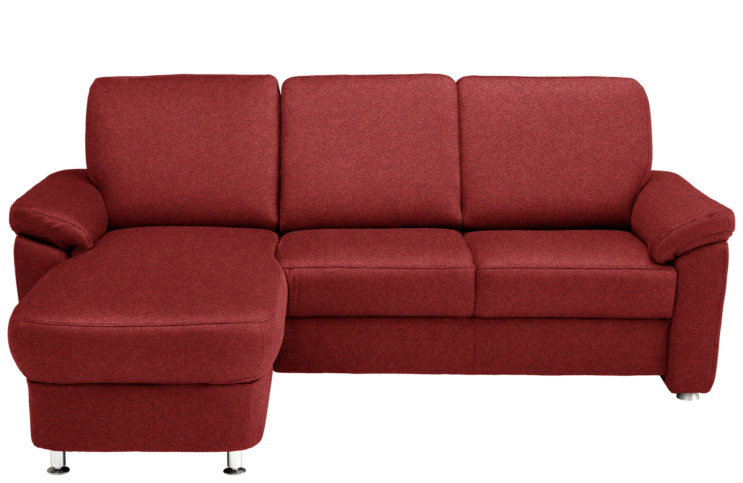 ECKSOFA in Flachgewebe Rot  - Chromfarben/Rot, Konventionell, Textil/Metall (163/220cm) - Beldomo System