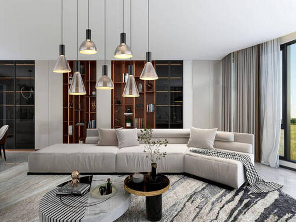 VISEČA LED-SVETILKA   //3000 K/230 V/ - svetlo siva, Design, kovina/umetna masa (97/33/150cm) - Globo